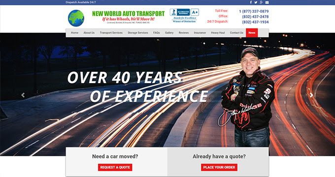 NEW WORLD AUTO TRANSPORT STEPS OUT AND LAUNCHES NEW WEBSITE